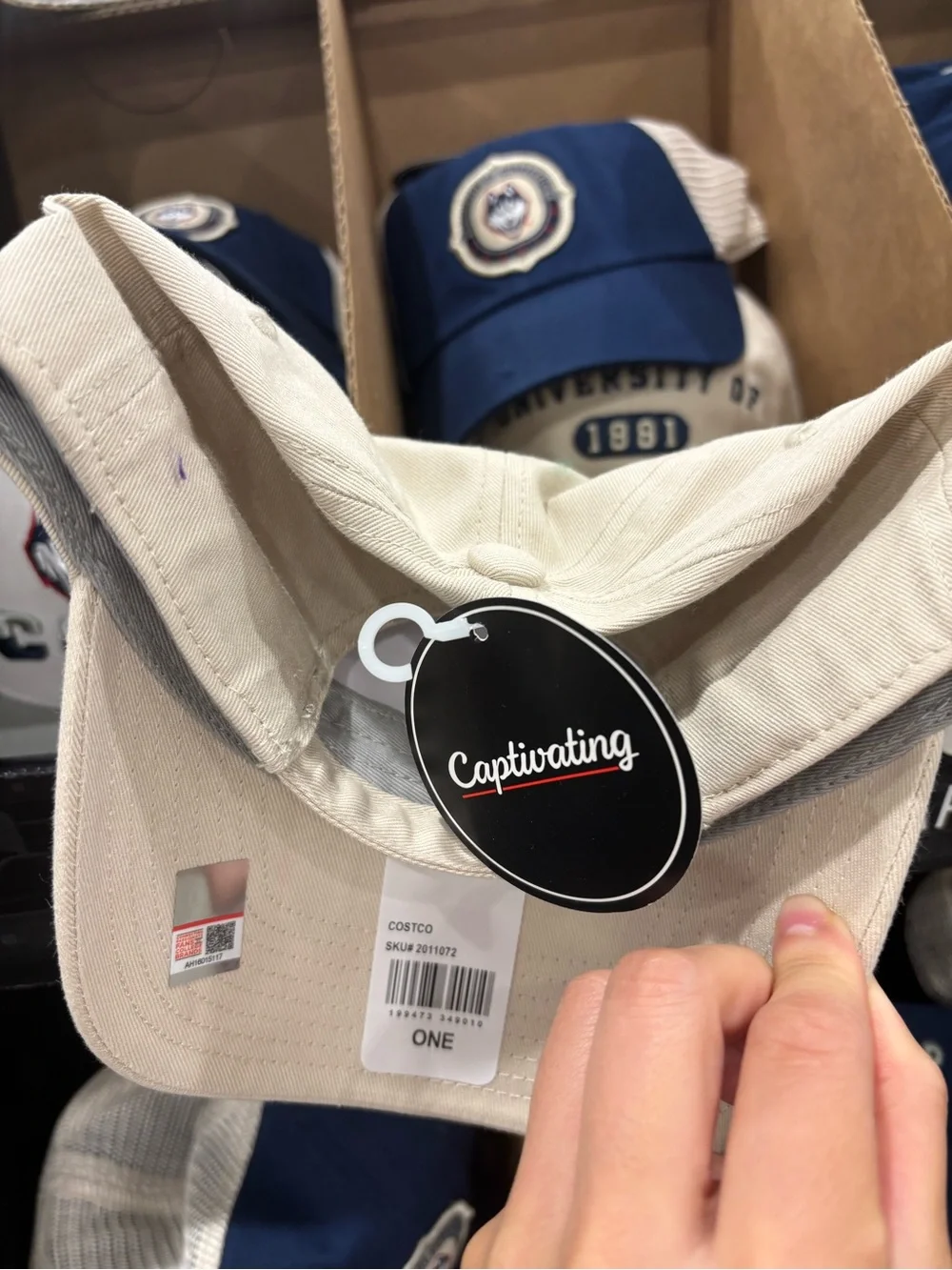 2-pair UCONN Embroidered Baseball Cap HAT- Navy & CREAM NEW WITH TAGS